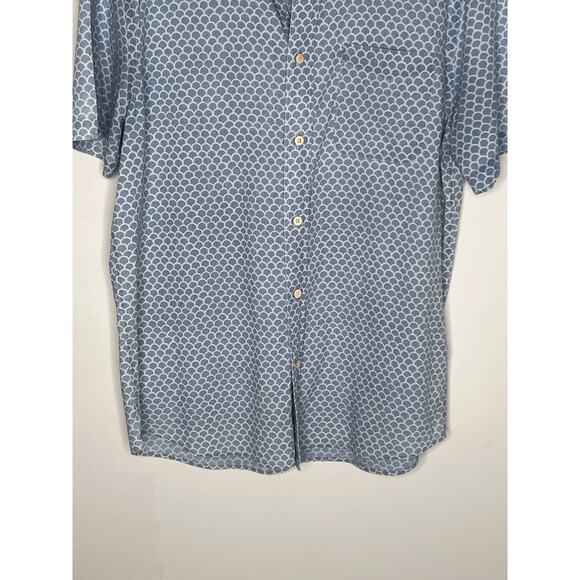 Faherty Short-Sleeve Stretch Playa Button-Down Shirt Fishscale Redux Mens Medium - Picture 5 of 10